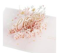 Hallmark Biglietto di auguri 3D e pop up, per lei, con stelle e striscioni, rosa, bianco, oro