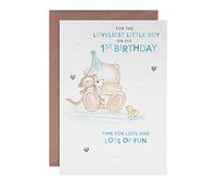 Hallmark Biglietto di auguri per il 1° compleanno di un bambino - Forever Friends goffrato con disegno illustrato