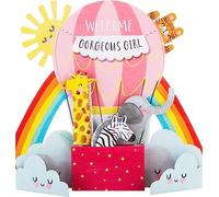 Hallmark Biglietto di auguri per la nascita della ragazza - simpatico design 3D con mongolfiera