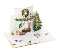 Hallmark Biglietto di Natale, 3D e biglietto pop-up, camino e albero, con dettagli in lamina d'oro, rosa