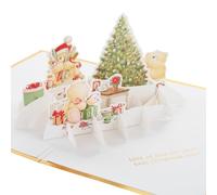 Hallmark Biglietto di Natale, Forever Friends, biglietto 3D e pop-up, orsetti Forever Friends con regali, con dettagli in lamina d'oro, bianco, oro