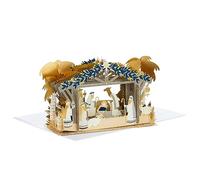 Hallmark Biglietto di Natale, presepe, 3D e biglietto pop-up, con dettagli in lamina d'oro, blu