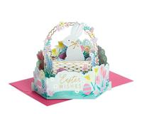 Hallmark Biglietto di Pasqua, biglietto pop-up, 3D, cestino pasquale e coniglio, bianco, rosa, blu, per bambini