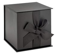 Hallmark Confezione regalo piccola da 10,2 cm con fiocco e imbottitura in carta triturata (nero) per matrimoni, lauree, Natale, damigelle d'onore e testimoni dello sposo
