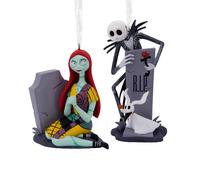 Hallmark Disney Tim Burton's The Nightmare Before Christmas Jack e Sally con Tombstones - Set di 2 decorazioni natalizie