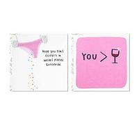 Hallmark Good Mail - Confezione da 2 biglietti di auguri per donne, motivo: vino e coriandoli