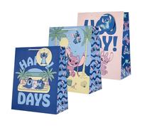 Hallmark Grande sacchetto regalo, confezione da 3, compleanno, Disney Lilo & Stitch, Stitch, angelo, blu