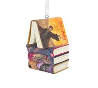 Hallmark Harry Potter, libri impilati con bacchetta ornamentale natalizia, decorazione di Harry Potter, ornamento natalizio da appendere, regali per Natale