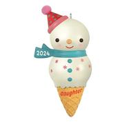 Hallmark Keepsake Ornamento di Natale 2024, Cono gelato del pupazzo di neve della figlia 2024, regali di famiglia