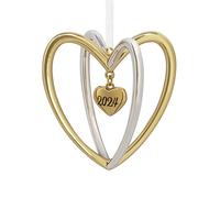 Hallmark Love - Decorazione natalizia a forma di cuore doppio 2024, in metallo di alta qualità
