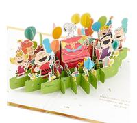 Hallmark PEANUTS Comics - Biglietto pop-up 3D con pupazzo di neve e amici, per qualsiasi occasione, compleanno, festa del papà, Charlie Brown, festa, colore: oro