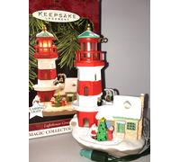 Hallmark Ricordo 1997 Faro Greetings #1 Lampeggiante Luce Natale Ornamento