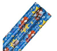 Hallmark Rotolo di carta da regalo, confezione da 3 in 1, motivo: Spidey e i suoi incredibili amici, 2 m ciascuno, per compleanno, Natale, colore: blu
