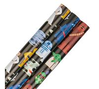 Hallmark Rotolo di carta regalo, confezione da 3 in 1, motivo: Star Wars, 2 m ciascuno, per compleanno, Natale, colore: nero