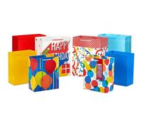 Hallmark Sacchetti regalo di compleanno assortiti (8 sacchetti: 4 medi 22,9 cm, 4 grandi 33 cm) per bambini, insegnanti, nipoti, adulti, fratelli, feste
