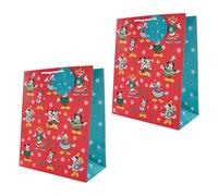 Hallmark Sacchetti regalo Disney, confezione da 2, sacchetti regalo grandi, Natale, Topolino, Minnie, Paperino e Pippo, rosso, blu