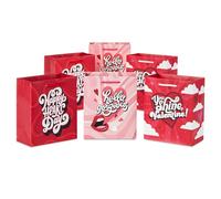 Hallmark Sacchetti regalo piccoli per San Valentino da 15,2 cm (6 sacchetti, 3 motivi: "Hello Gorgeous", rosa, rosso) per scambio scolastico, festa della Galentina