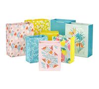 Hallmark Sacchetti regalo primaverili in misure assortite (8 buste: 4 medie 22,9 cm, 4 grandi 33 cm) floreali, limoni, verde acqua, rosa e giallo, per compleanni, festa della mamma, Pasqua, addio al