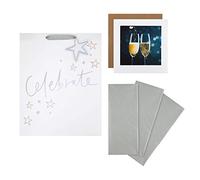 Hallmark Sacchetto regalo per celebrazione, confezione regalo e biglietto - 1 grande sacchetto regalo, 3 fogli di carta velina e 1 biglietto 'Galleria' in 3 design contemporanei