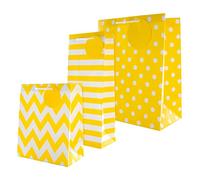 Hallmark Set di 3 sacchetti regalo per varie occasioni (grande, medio e bottiglia) in giallo e bianco