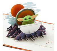 Hallmark Star Wars: The Mandalorian, biglietto pop-up 3D per qualsiasi occasione, Grogu e Space Pod, compleanno, festa del papà, figlio, papà, nipote, tema spaziale, rame