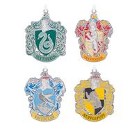 Hallmark Stemmi di Hogwarts, confezione da 4 ornamenti ricordo, decorazione per albero di Harry Potter, in metallo, ornamento da appendere per Natale, regali di Natale