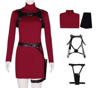 Hallojojo ADA Wong Costume Donna Cosplay Spiel 4 ADA Wong Uniforme Set Vestito Calze Cintura Spalline per Fancy Dress Up Halloween Carnevale Festa Mascherata Costume