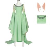 Hallojojo Arwen Costume Donna Cosplay Elfo Principessa Arwen Vestito da Sera e Corona Orecchie da Elfo per Fancy Dress Up Halloween Natale Carnevale Festa Compleanno Mascherata Vestito da Ballo