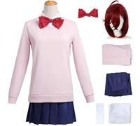 Hallojojo Ayase Momo Costume Donna Cosplay Anime Dandadan Momo Ayase Uniforme Pullover Top Gonna Papillon Calze e Parrucca per Fancy Dress Up Halloween Carnevale Festa Mascherata Dan da Dan Costume