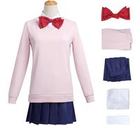 Hallojojo Ayase Momo Costume Donna Cosplay Anime Dandadan Momo Ayase Uniforme Pullover Top Gonna Papillon Calze e Parrucca per Fancy Dress Up Halloween Carnevale Festa Mascherata Dan da Dan Costume