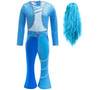 Hallojojo Bambina Descendants Cosplay Costume con Parrucca Flim Descendants Uma Costume Rise of Red Uniforme Blu Halloween Carnival Party Stage Performance Costume per Ragazza