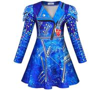 Hallojojo Bambina Evil Costume Cosplay Discendenti 3 Evil Manica Lunga Stampe Vestito e Pantaloni con Parrucca per Fancy Dress Up Halloween Natale Carnevale Festa Compleanno Mascherata Abito da Ballo