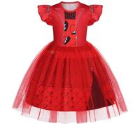 Hallojojo Bambina Red Costume Tulle Stampe Vestito e Parrucca Cosplay Discendenti 4 Rise of Red per Bambino Halloween Carnevale Festa Compleanno Mascherata Abito da Ballo, Rosso