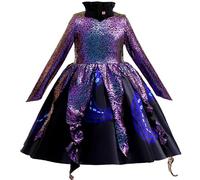 Hallojojo Bambina Ursula Costume Cosplay La Sirenetta Strega Ursula Maniche Lunghe Polpo Vestito per Fancy Dress Up Halloween Natale Carnevale Festa Compleanno Mascherata Abito da Ballo, 3-13 Anni