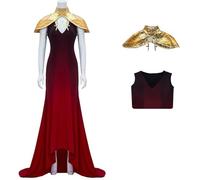 Hallojojo Carmilla Costume Donna Cosplay Demone Vampiro Regina Carmilla Lungo Strascico Vestito da Sera e Scialle per Fancy Dress Up Halloween Carnevale Festa Compleanno Mascherata Vestito da Ballo