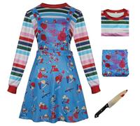 Hallojojo Donna Chucky Cosplay Costume con Coltello Finto Bambola Assassina Costume Horror Bambola Chucky Uniforme Natale Halloween Carnevale Party Stage Performance Vestire Adulto S-3XL