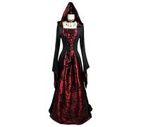 Hallojojo Donna Costume da Vampira Halloween Cosplay Costume, Travestimento Contessa Vampira Gotica da Adulto, Abito da Strega Medievale, Abiti da Halloween Carnevale Festa