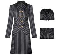 Hallojojo Donna Elphaba Cosplay Costume Set Wicked Strega Costume Elphaba Uniforme Scolastica a Righe Nere Natale Halloween Carnevale Party Stage Performance Vestire Adulto