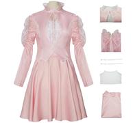 Hallojojo Donna Glinda Cosplay Costume Set Rosa 5 Pezzi Wicked Strega Costume Glinda Vestito Elegante Natale Halloween Carnevale Party Stage Performance Vestire Adulto