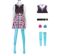 Hallojojo Frankie Costume Donna Cosplay Elfo High Frankie Stein Uniforme Scolastica Set Vestito Copricapo Cintura Calze per Fancy Dress Up Halloween Carnevale Festa Compleanno Mascherata Costume