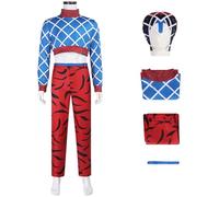 Hallojojo Guido Mista Costume Uomo Cosplay Anime Sex Pistols Guido Mista Uniforme Top Pantaloni Cappello Cintura Set per Fancy Dress Up Halloween Carnevale Festa Compleanno Mascherata Costume