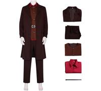 Hallojojo Hagrid Costume Uomo Cosplay Magia Accademia Rubeus Hagrid Uniforme Set Tunica Giacca Camicia Pantaloni Cintura per Fancy Dress Up Halloween Carnevale Festa Compleanno Mascherata Costume