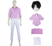 Hallojojo Jinu Costume Uomo Cosplay Demon Boyband Saja Boys Jinu Idol Palcoscenico Uniforme Set Camicia Gilet Pantaloni e Parrucca per Halloween Carnevale Festa Cameriere Anime Show Costume
