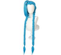 Hallojojo Jinx Cosplay Parrucca Donna 110CM Blu Doppia Coda di Cavallo Parrucca Halloween Carnevale Festa Compleanno Mascherata Game Jinx Powder Costume Accessori Anime Wig