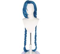 Hallojojo Jinx Cosplay Parrucca Donna Blu Scuro Doppia Coda di Cavallo Parrucca con Pony Halloween Carnevale Festa Compleanno Mascherata Game Jinx Powder Costume Accessori Anime Show Wig