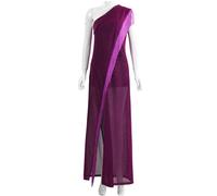 Hallojojo Kylie Costume Donna Cosplay Cantante Kylie Minogue Elegante Viola Lungo Paillettes Vestito da Ballo per Fancy Dress Up Halloween Natale Carnevale Festa Compleanno Mascherata Vestito da Sera