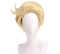 Hallojojo Lucifer Cosplay Parrucca Uomo Oro 35CM Corto Parrucca Fancy Dress Up Halloween Carnevale Festa Compleanno Mascherata Inferno Locanda Lucifer Morningstar Cosutme Accessori Wig