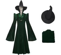 Hallojojo McGonagall Costume Uomo Cosplay Magia Accademia Minerva McGonagall Uniforme Set Velluto Vestaglia e Cappello per Fancy Dress Up Halloween Carnevale Festa Compleanno Mascherata Costume