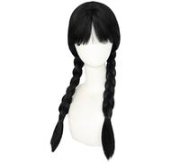 Hallojojo Mercoledì Cosplay Parrucca Donna Doppia Coda di Cavallo Parrucca con Pony Halloween Carnevale Festa Compleanno Mascherata Stagione 2 Mercoledì Costume Accessori Anime Wig