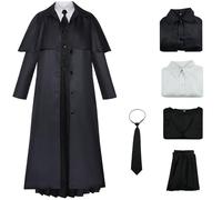 Hallojojo mercoledì Costume Donna Cosplay mercoledì Stagione 2 Gotico Uniformee Set Giacca Gilet Camicia Gonna Cravatta e Parrucca per Dress Up Halloween Carnevale Festa Compleanno Mascherata Costume
